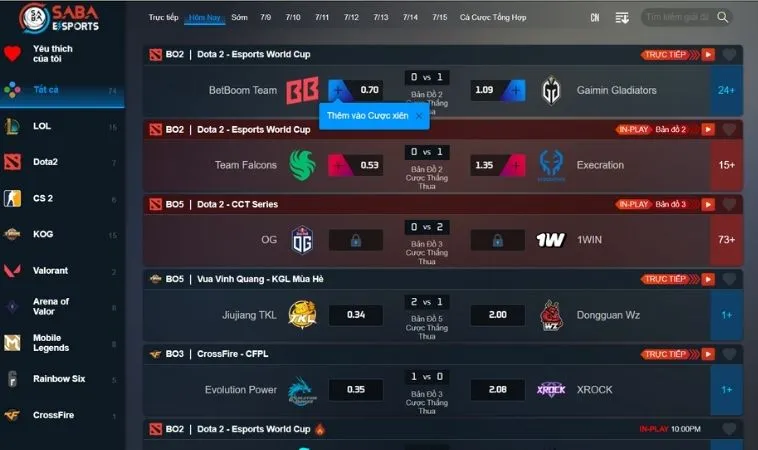 Giao diện chơi cá cược thể thao điện tử tại 8KBet